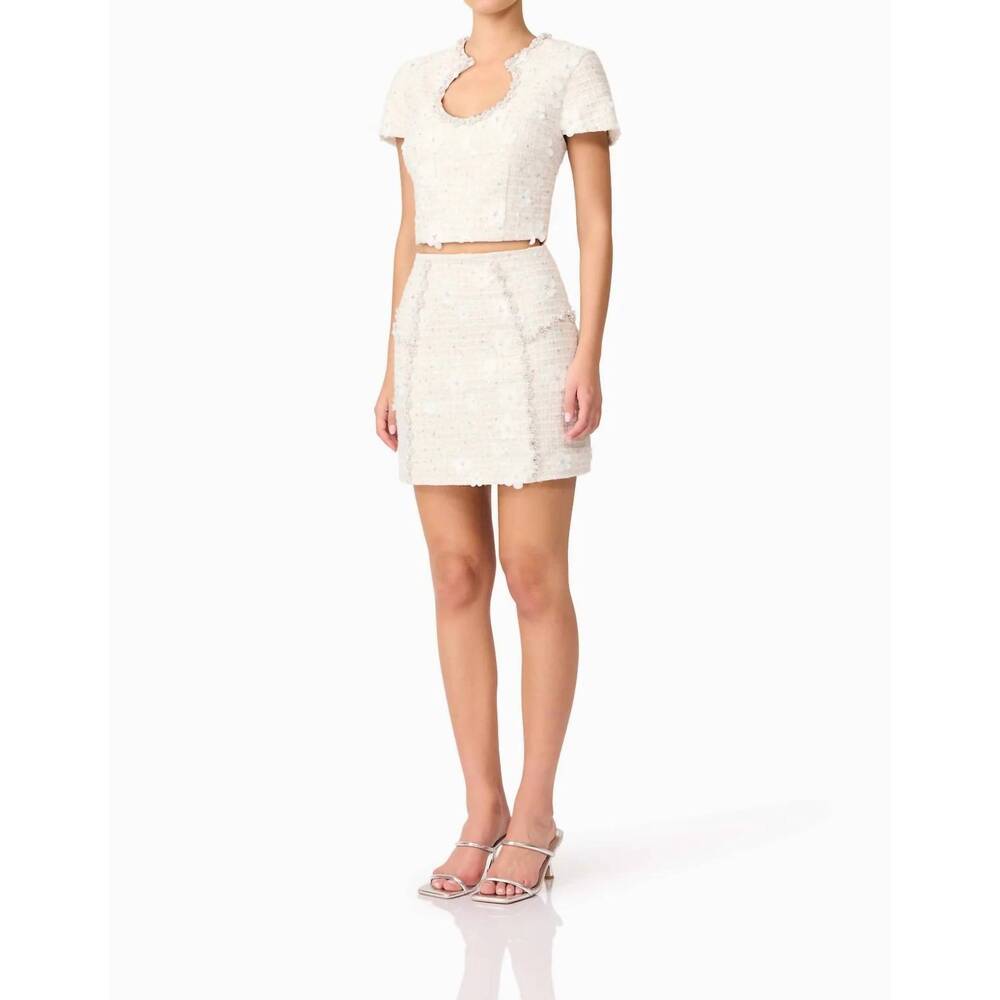 NEW ELLIATT ellouise embellished tweed set in white - Picture 4 of 8